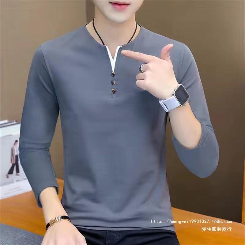 Cotton Men's Long-Sleeve T-Shirt Spring Wear Top Autumn Layering Men's Clothing 2026 New Style Base Shirt Insta Style Mengwei
