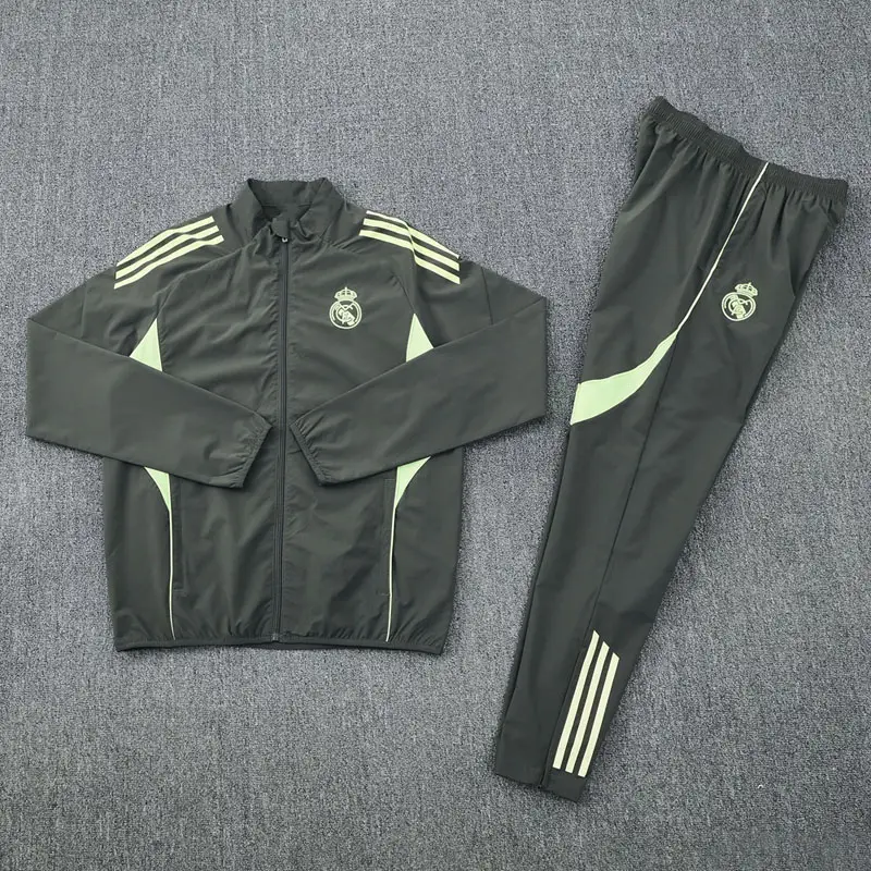 Retro Long sleeves Grey Green Woven Windbreaker Jersey Men's 2526 New arrival Double Layer Football Training Clothing Fitness Sports Team Clothing