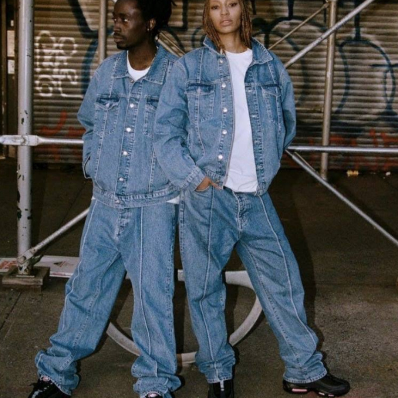 Europe and the United States cross-border star embroidered jeans high street men and women y2k Harajuku wind hip-hop loose casual pants