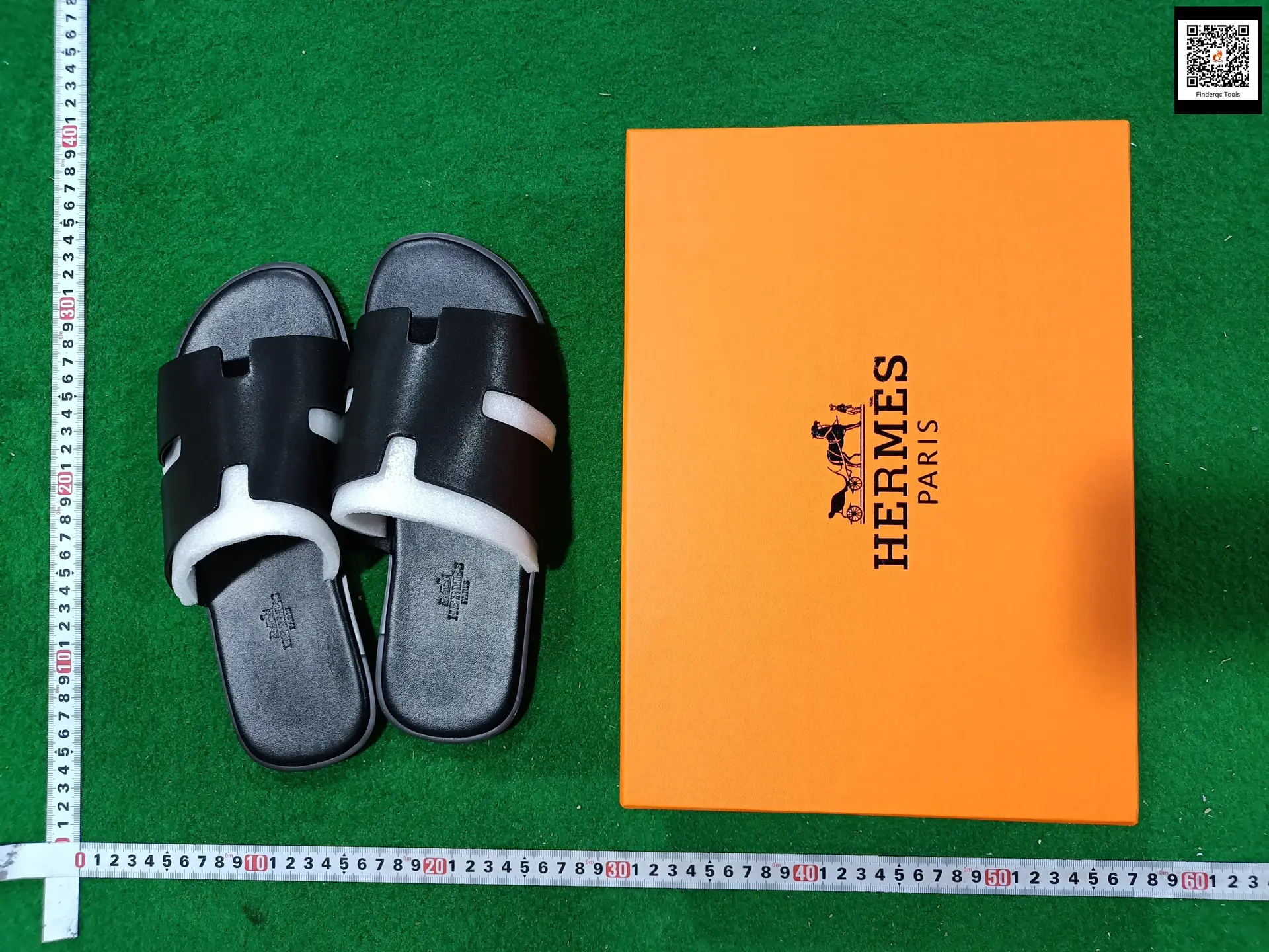 Hermes Men's Black H Slippers