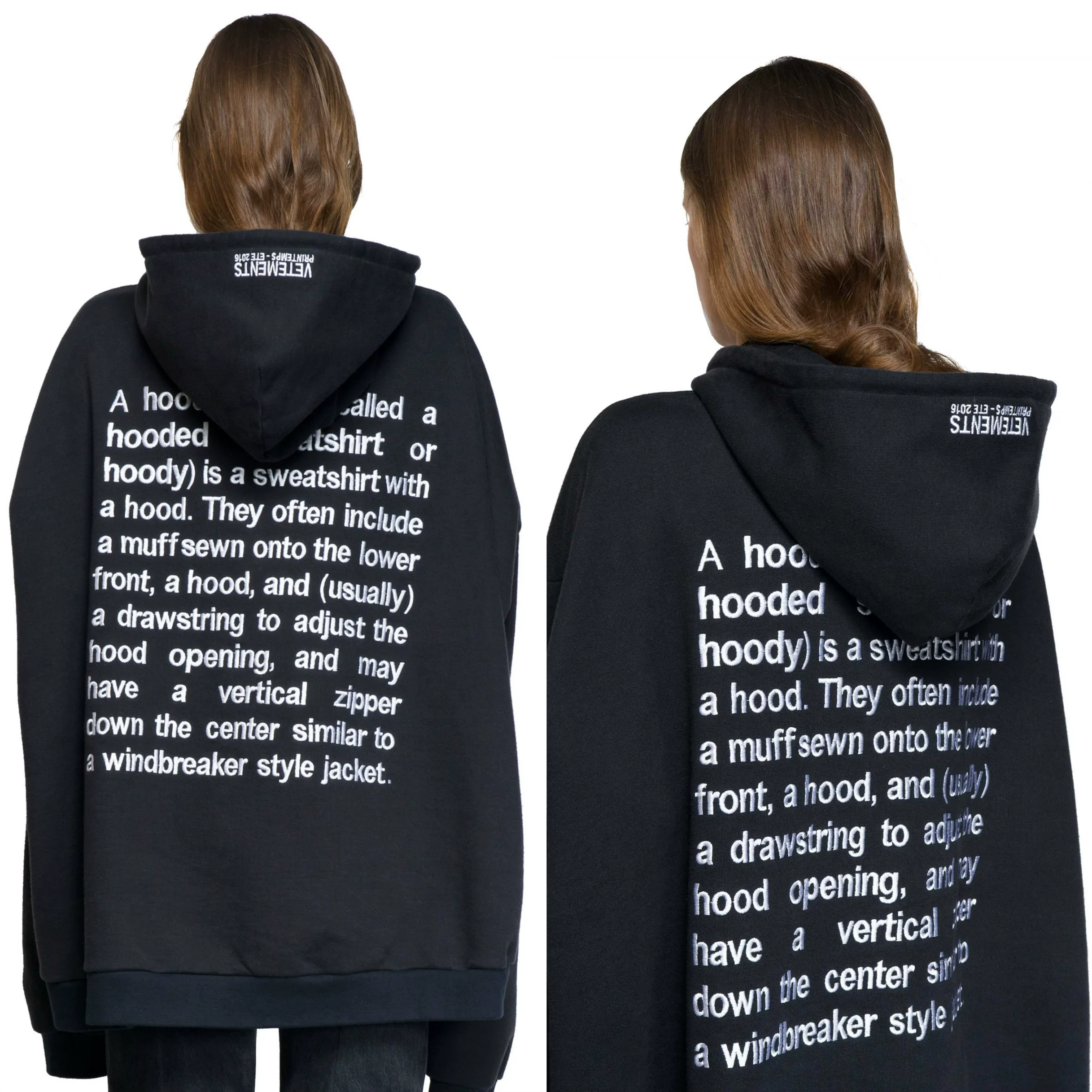 Spot Vtm Ss16 Og Embroidered Definition Hoodie Black Hooded Sweatshirt