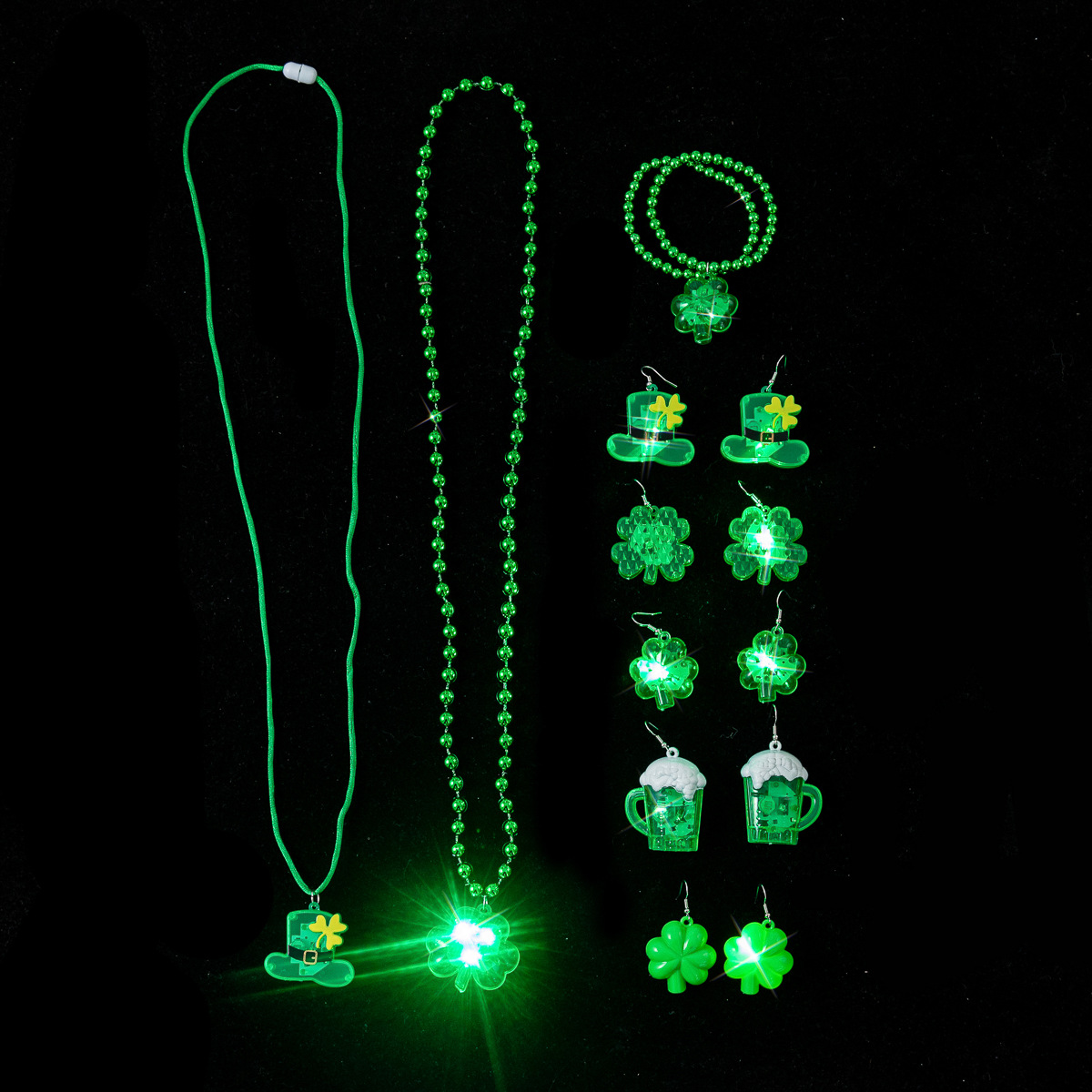 Cool Lester Saint Parker Shamrock Festival Jewelry LED Light Party Beer Bottle Luminous Shamrock Luminous Necklace