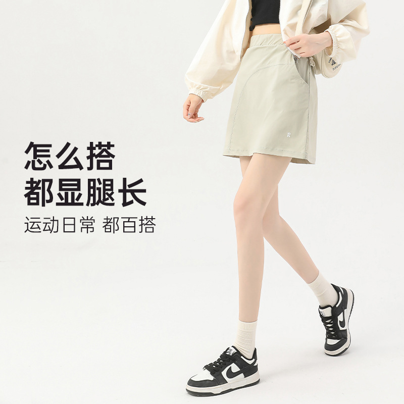 Apricot-Colored Workwear-Style Half-Skirt for Women, Summer 2026 New American-Style Quick-Dry A-Line Short Skirt, Anti-Exposure, Petite Skirt Shorts