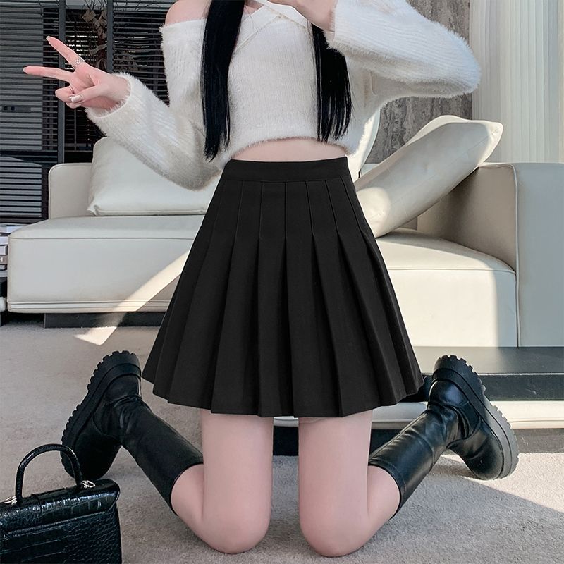 Pleated Skirt Women's Spring and Summer 2025 New College Style plus size Small Men's Dress High Waist Slimming Skirt Short Skirt