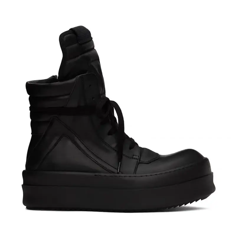 New Thick-Soled Inverted Triangle High-Top Shoes for Men, Height-Increasing, Milky Thick-Soled Casual High Street Sneakers, Large Hook Short Boots, Trendy Men's Shoes