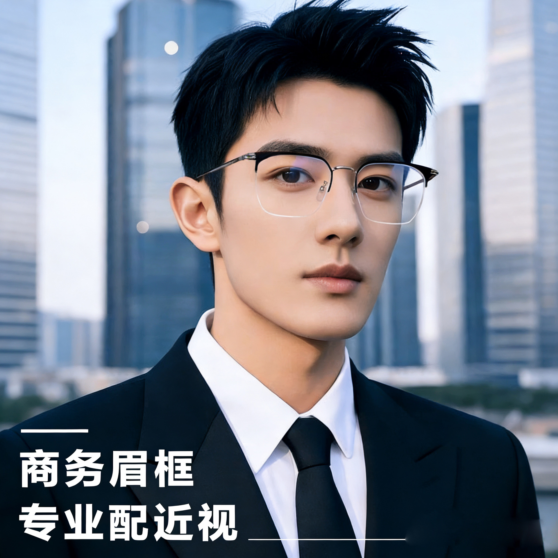 Elegant Men's Half-Rim Glasses with Brushed Finish, Suitable for Prescription Lenses, High-End Stylish Square Frame Men's Eyeglass Frames