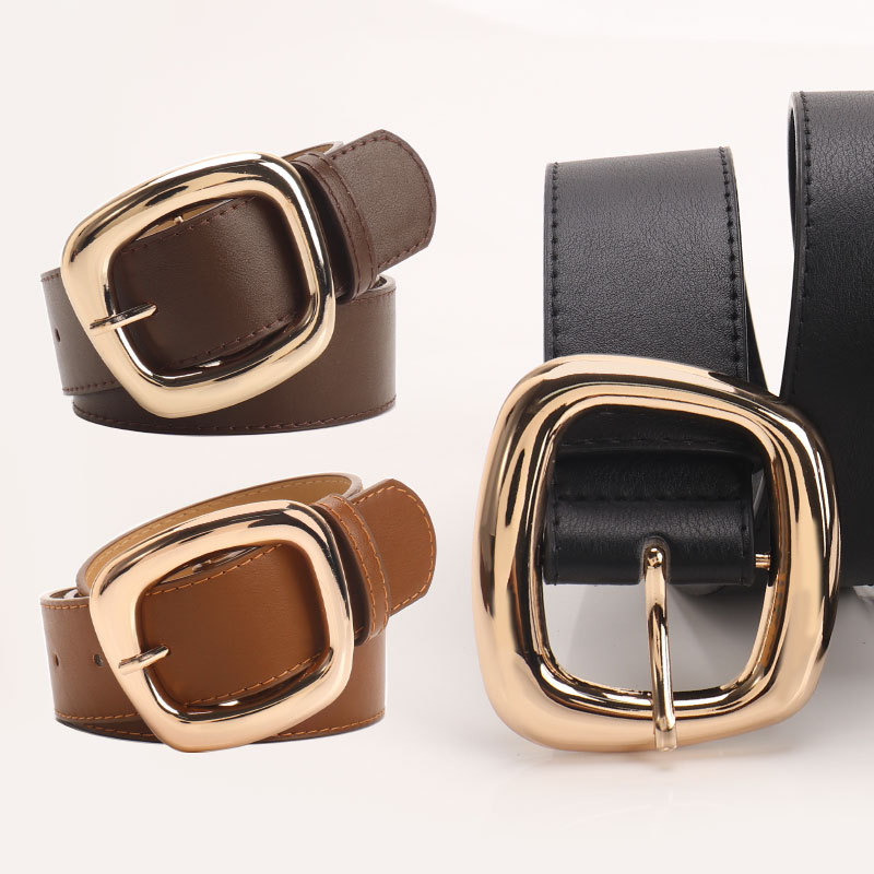 New All-match Trapezoidal Pin Buckle Wide Women's Belt Fashion Commuter Casual Style Matching Jeans Clothing Belt for Women