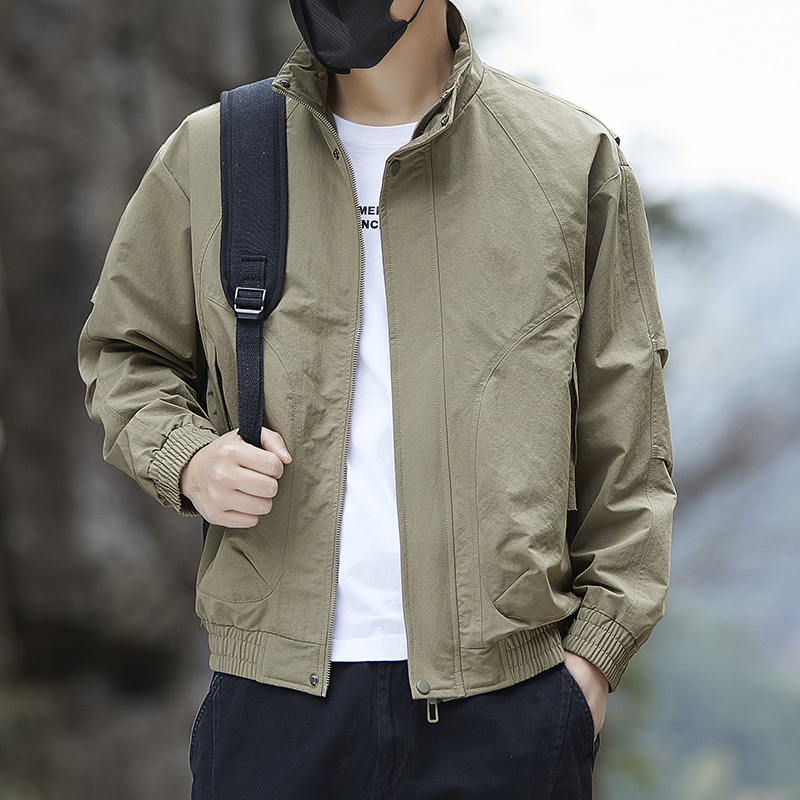 2026 Spring and Autumn New Trendy Brand Workwear Stand Collar Jacket Men's Outerwear Simple Fashion Versatile Loose Casual Windproof
