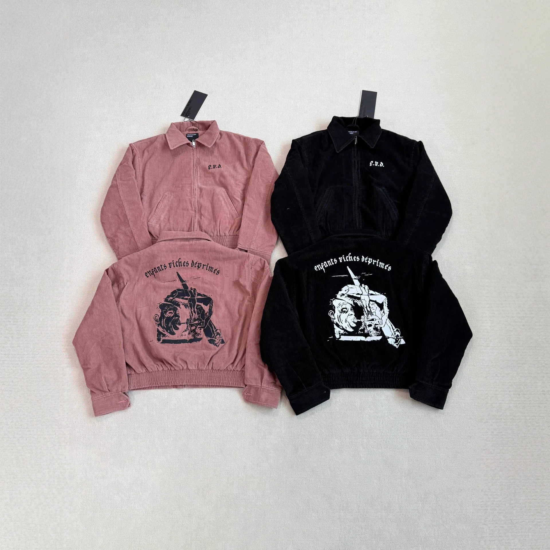 Erd Grjkd Melancholic Rich Second Generation Fw25 Corduroy Zipper Jacket Retro Embroidered Quilted Jacket for Men and Women