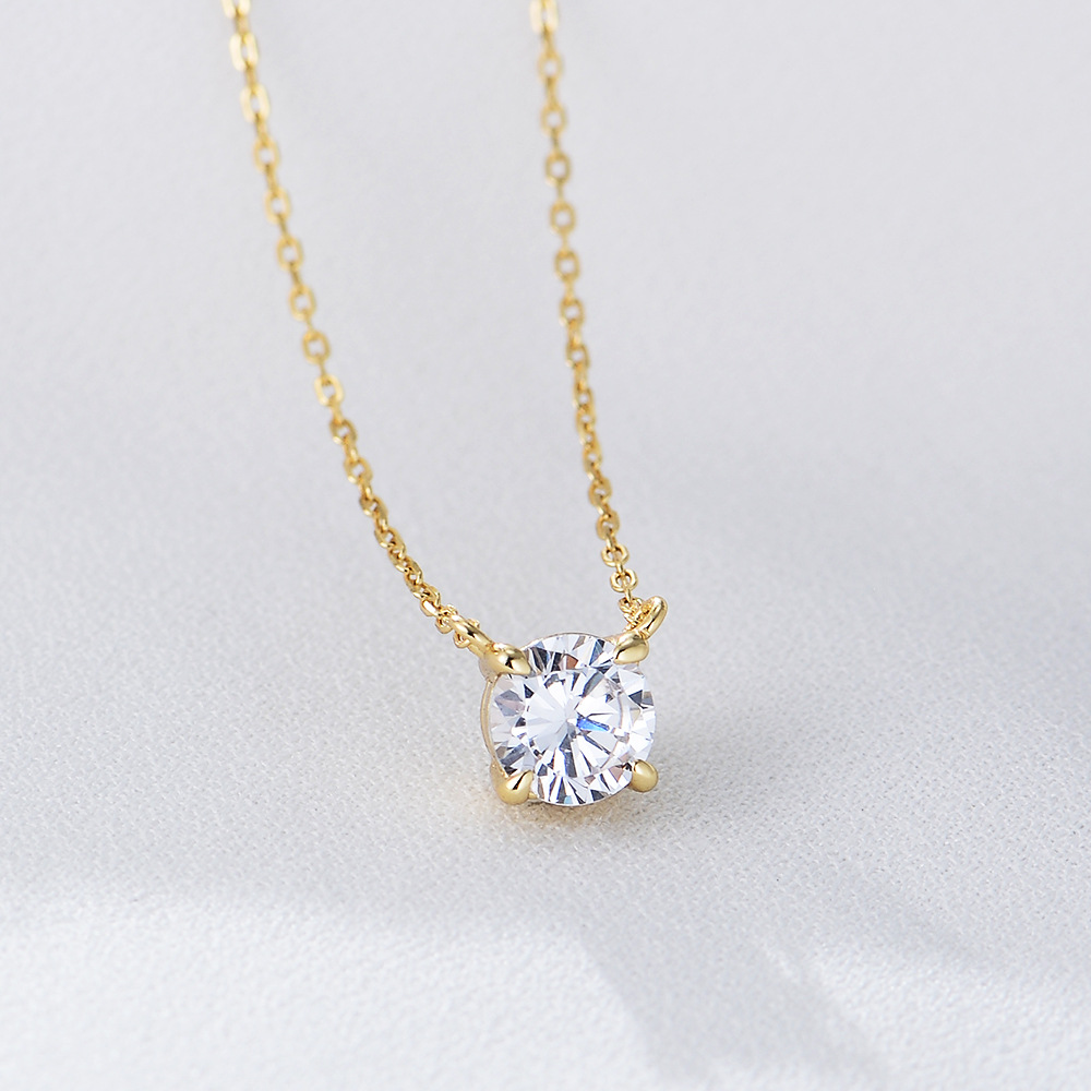 2022 New European and American Ins Round Zircon Pendant Sterling Silver Necklace Women's Design Niche Accessible Luxury Clavicle Chain