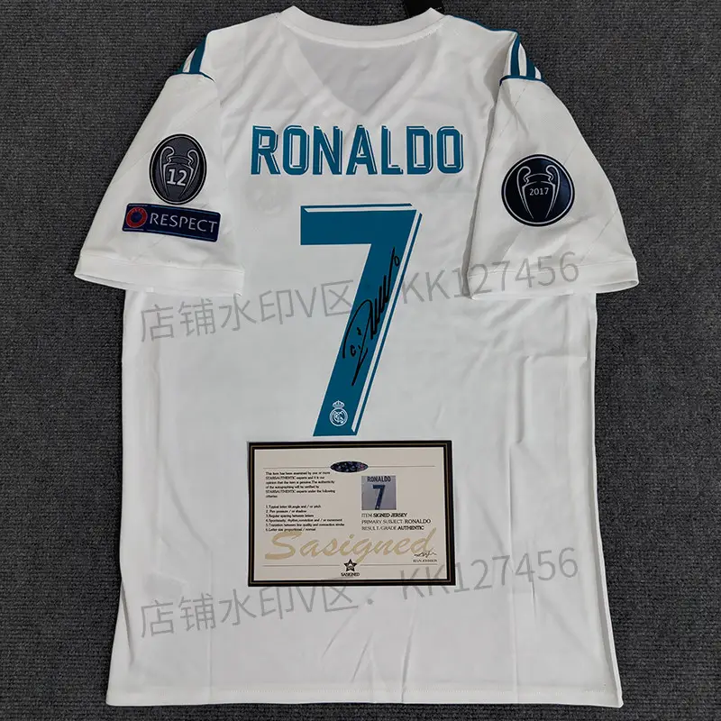 1718 Real Madrid home C Ronaldo jersey number 7 UEFA Champions League fan edition signature edition printed short sleeved long sleeved football training uniform