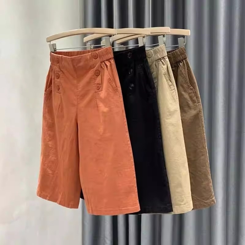 Pure Cotton Work Pants for Women, 2026 New Summer Style, Plus Size, High-Waisted, Straight-Leg, Loose Fit, Petite Casual Cropped Pants