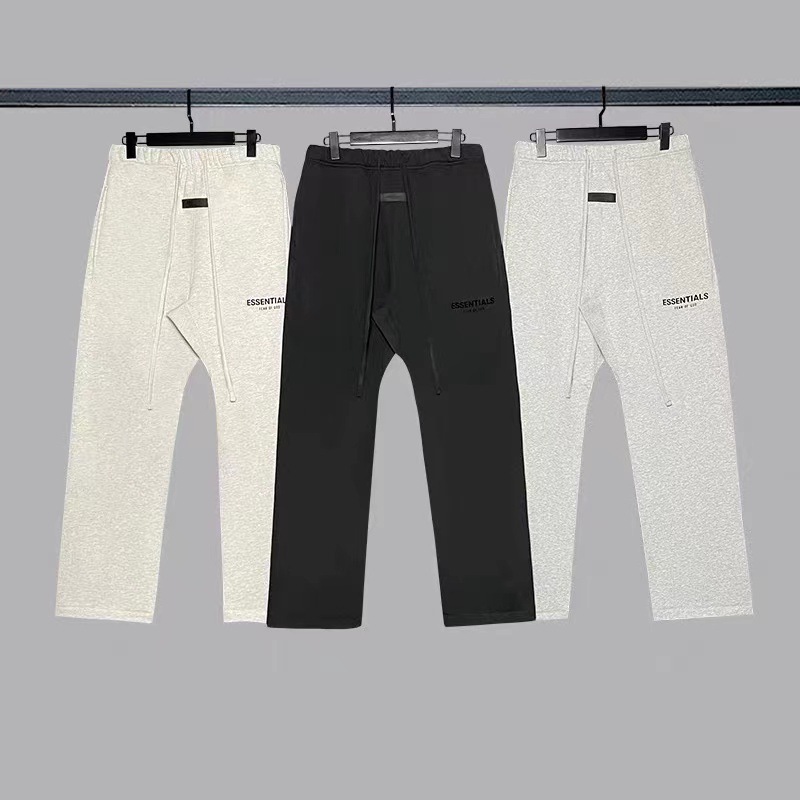 High-End Version Essentials Hhh Eighth Season Second Line High Street Straight-Leg Casual Loose Black Velvet Print Wide-Leg Pants
