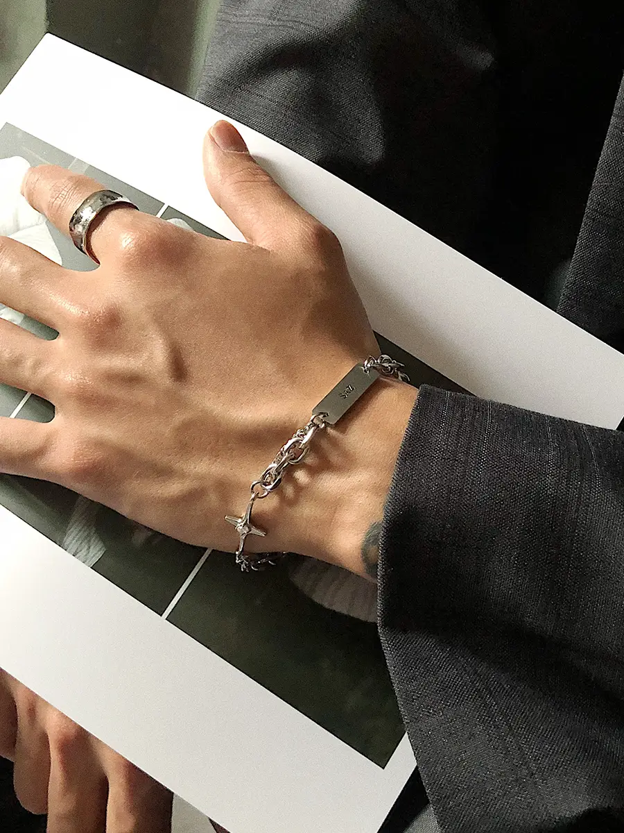 Saz Light Luxury Niche Bracelet Internet Celebrity ins Minimalist Style Cross Square Pendant Double-Layered Patchwork Jewelry Versatile Accessory