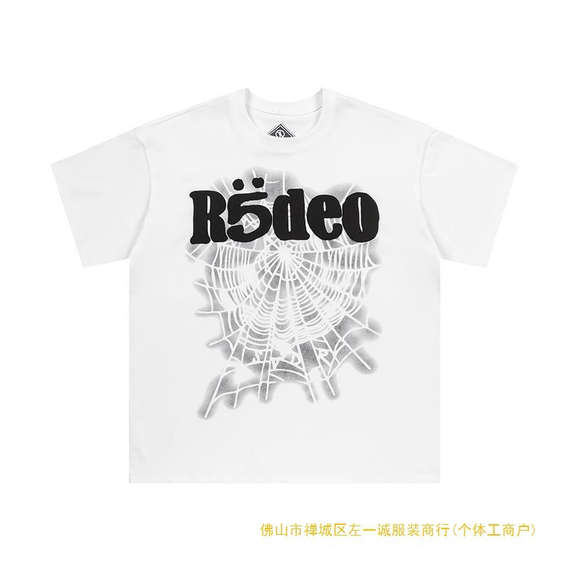 Travis Scott Fw24 Days before Rodeo Peripheral Spider Web Printed Short-Sleeved T-Shirt Trendy