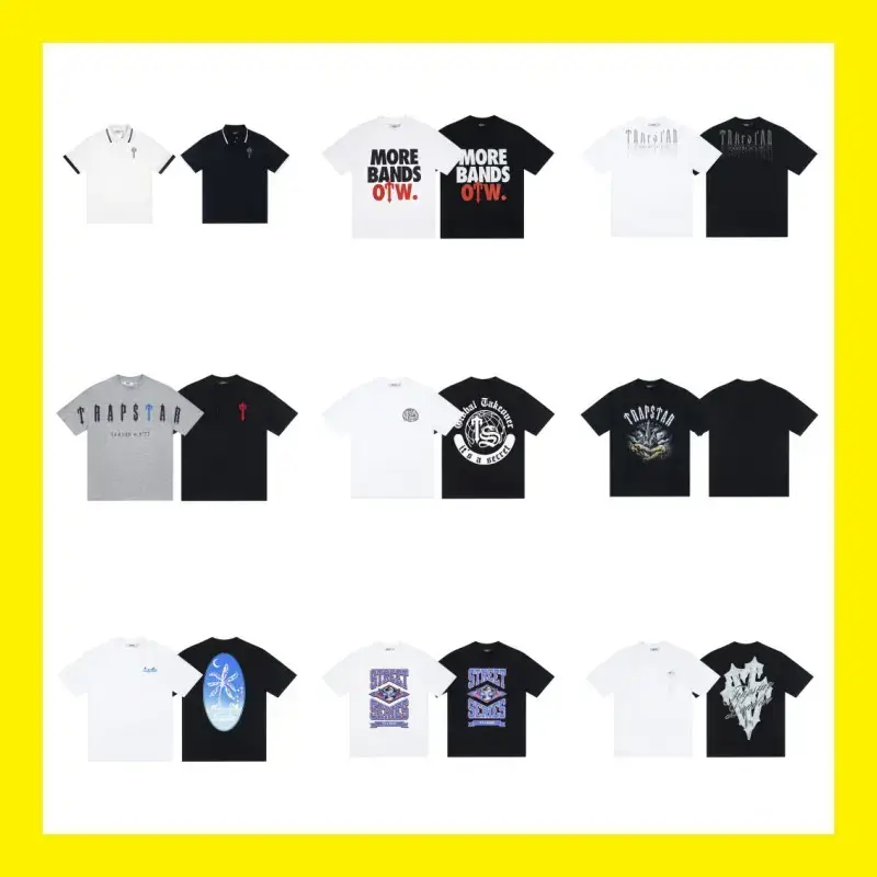 Cross-border Foreign Trade Trapstar Classic Short-sleeved T-shirt Rainbow New Letter Embroidered Loose Men's and Women's Base Shirt