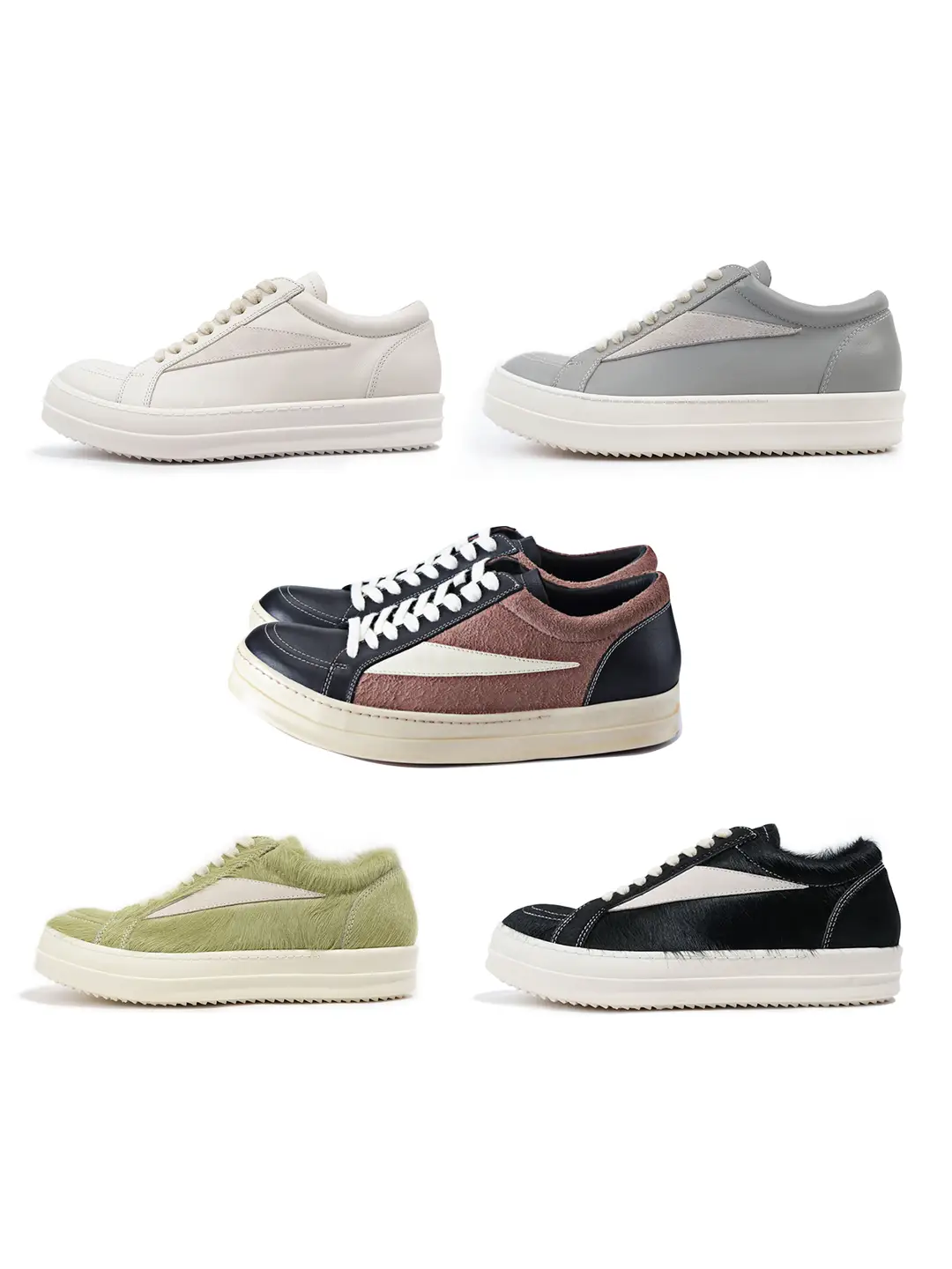 [Limited Time Discount] Mkszy Horsehair Ro New Leather Low-Top Shoes, Green Horsehair, Unisex