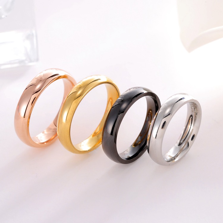 Factory direct simple 4mm inside and outside arc plate titanium steel ring stainless steel smooth tail ring ring Korean version of the ring