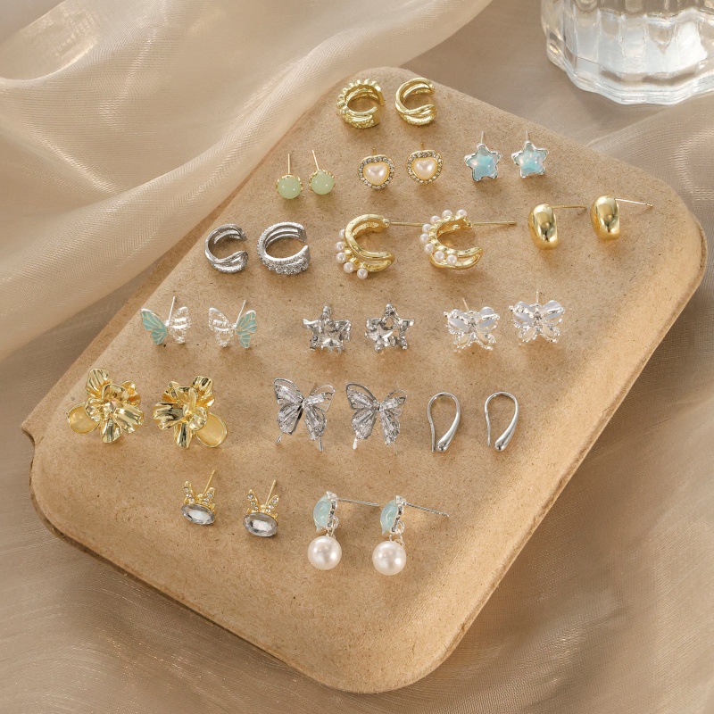 High-End European and American Style Light Luxury Earrings, Versatile and Fashionable Alloy Imitation Pearl Earrings, Tassel Butterfly Earrings, Earrings for Women
