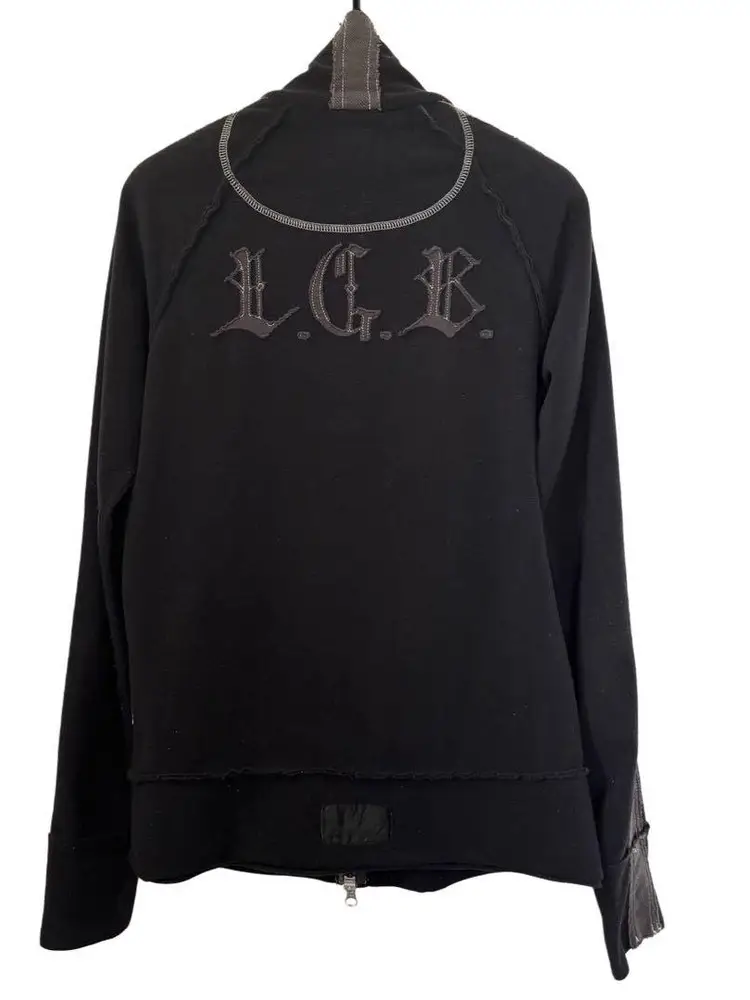 (L.G.B) Visual Subculture Vintage Retro Patchwork Logo Half-High Collar Sweatshirt