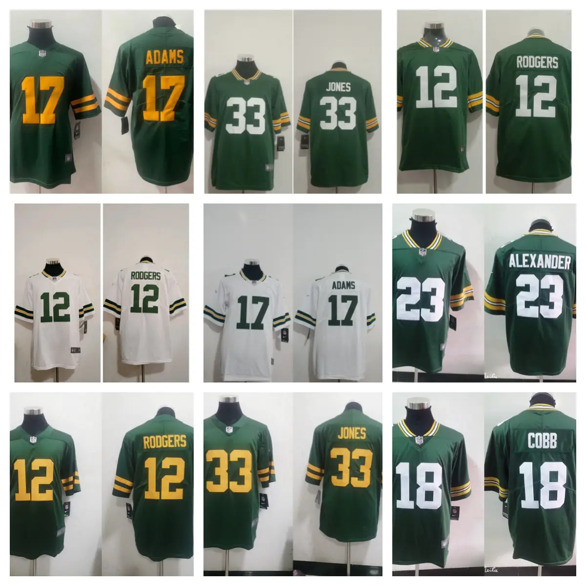 Nfl Jersey Packers Rodgers Waton Packers Wholesale Football Uniform Embroider Jones