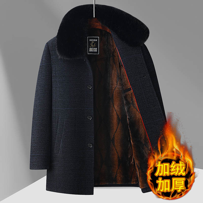 Grandpa Winter Coat fleece-lined Thickened Chenille Men's Cotton-padded Coat Winter Cotton-padded Coat for Middle-aged and Elderly Men's Dad's Cotton-padded Coat