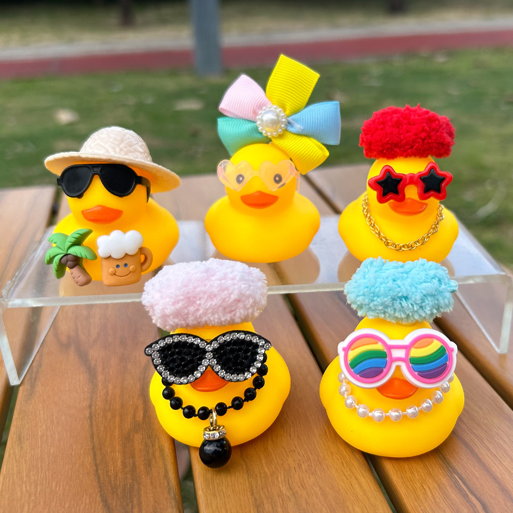 Cross-Border Water Play Little Yellow Duck Plush Wig Neighborhood Duck Bow Decoration Accessory Lemon Milk Tea Gift Giveaway