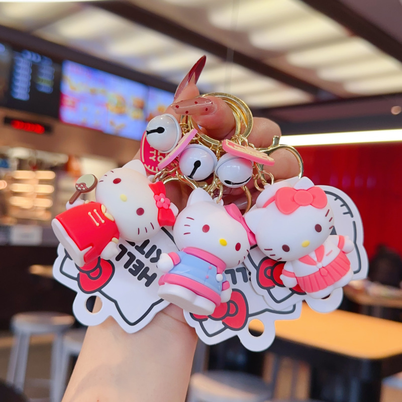 Personalized cartoon Sanrio KT cat pajamas swimming ring stereo doll car key chain pendant ornaments wholesale