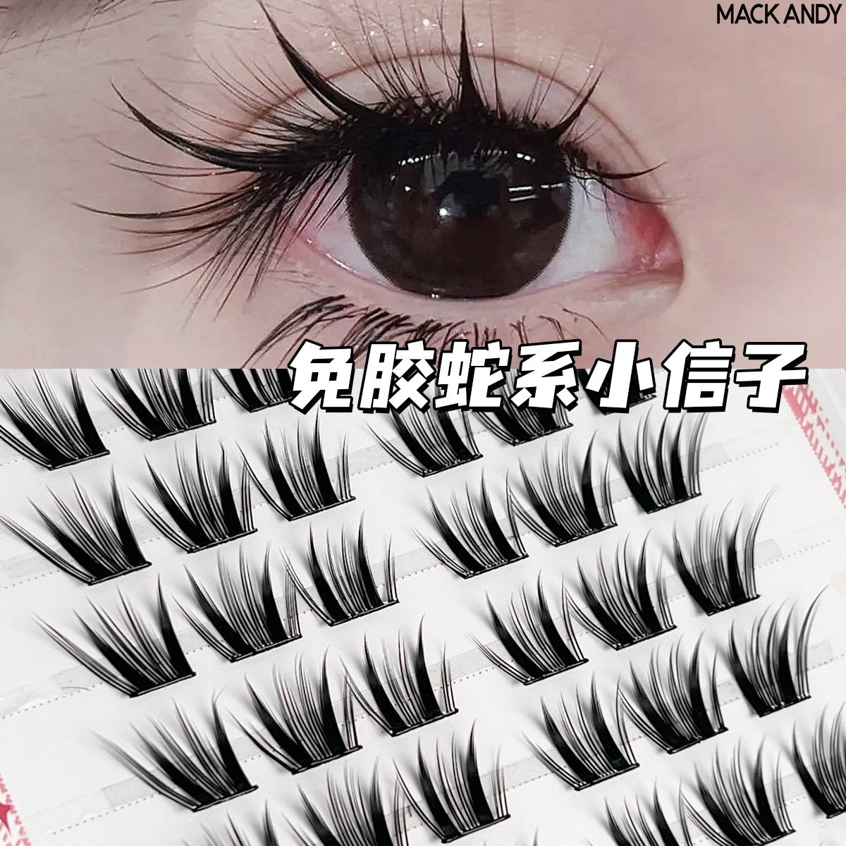 Chinese-Style Snake Series False Eyelashes, Glue-Free, No Need to Remove, Super Photogenic, Thick, Chinese-Style Fox Single Cluster, Beginner-Friendly Eyelashes