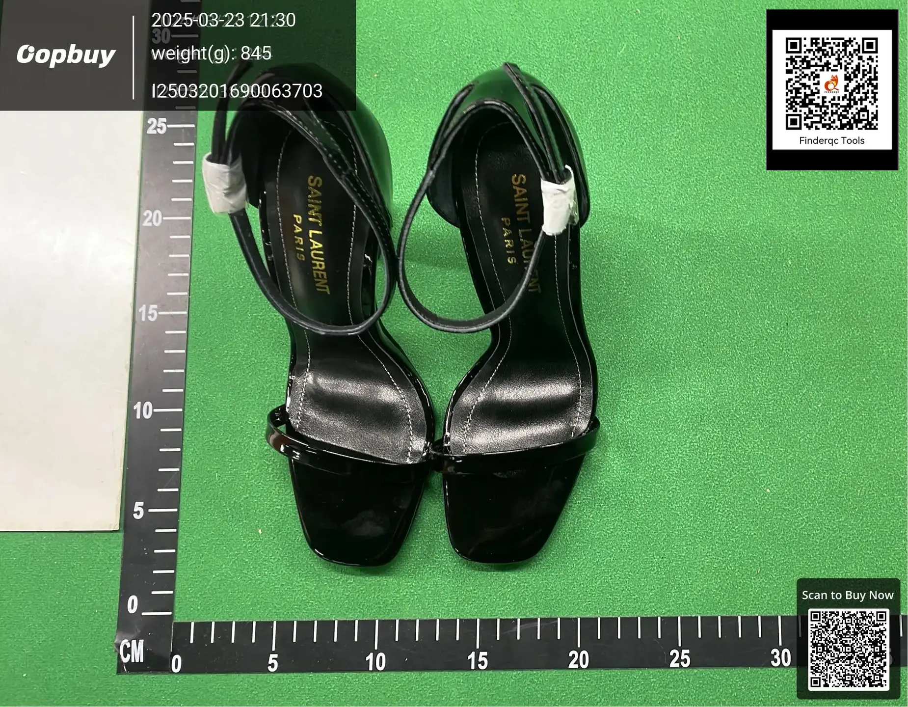 Saint Laurent Paris Black Patent Leather Ankle Strap Heels