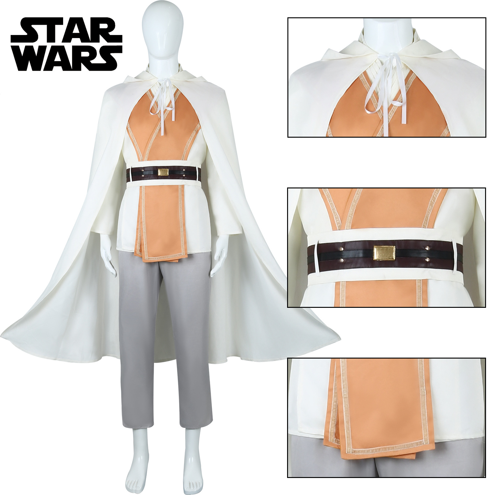 Star Wars Waiter Xue cos Suit Sol White Robe Edition European and American Movies Same cosplay Halloween Costume