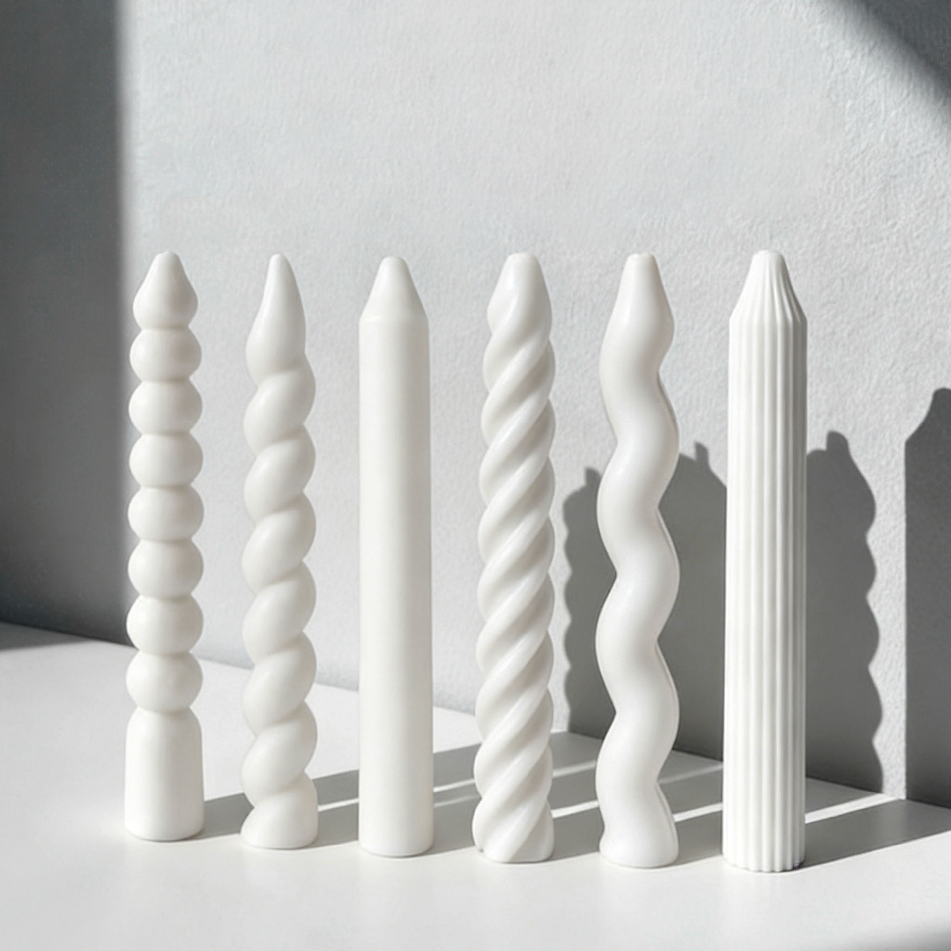 Jiahuimei Striped Long Candle Silicone Mold Spiral Long Rod Rotating Handmade Aromatherapy Candle Silicone Mold