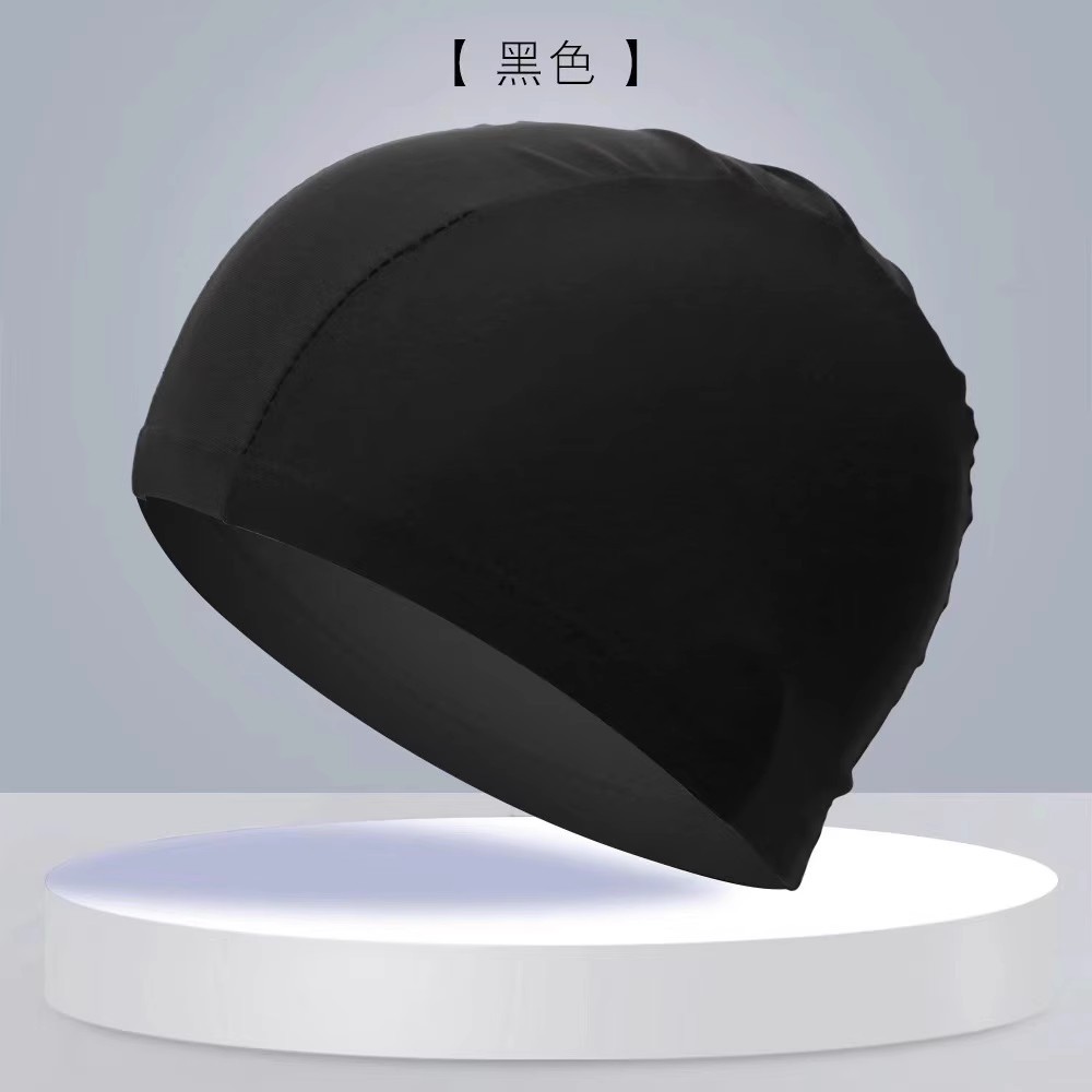 Factory Direct nylon swimming cloth cap high elastic adult children color solid color independent packaging cardboard swimming cap wholesale