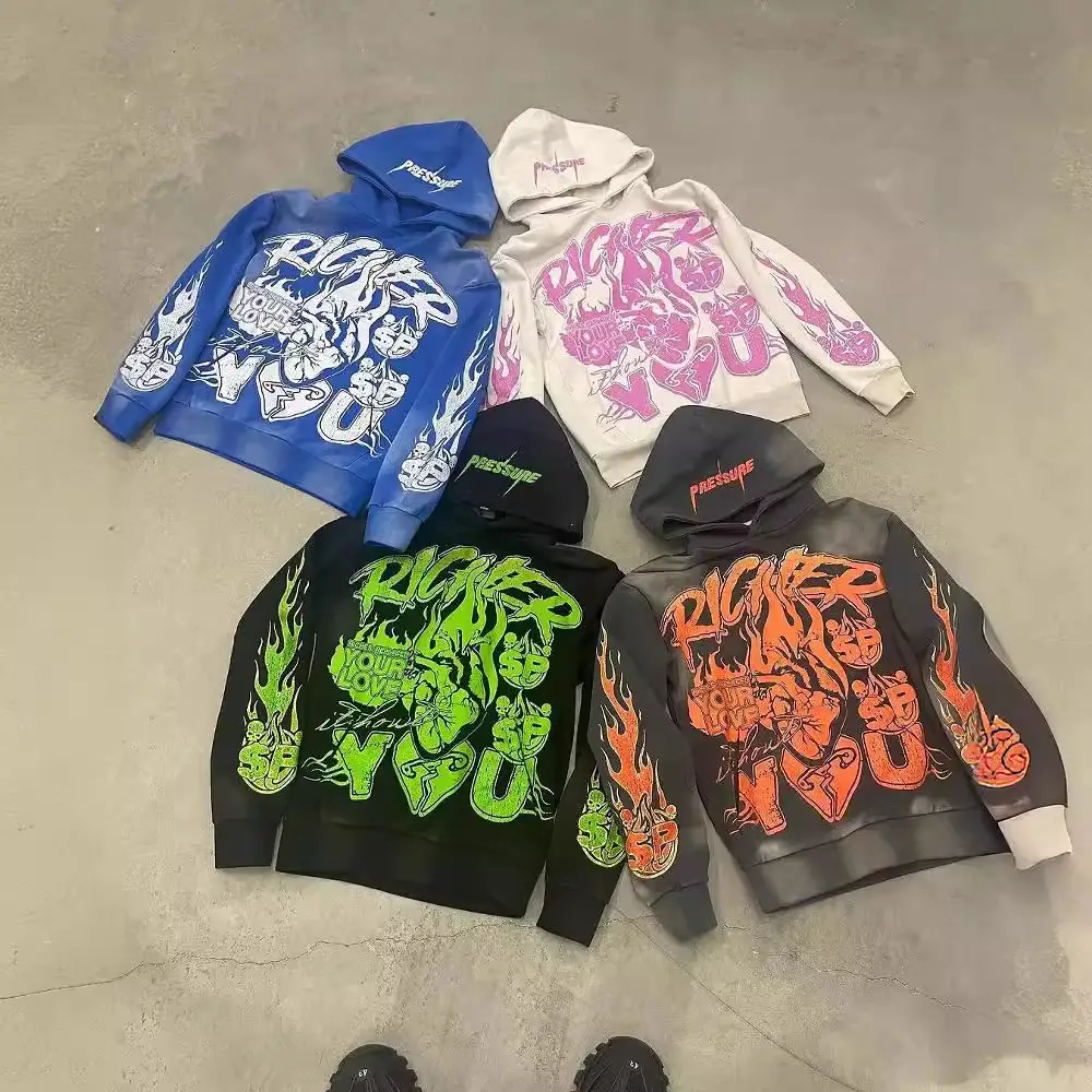 Cross-border E-commerce American Graphic Print Pullover Harajuku Retro Y2Kstreetwear High Street Hoodie
