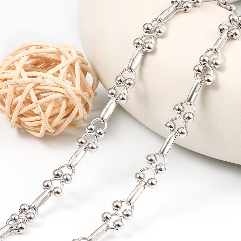 Stainless steel chain double beads handmade chain original personality men and women necklace bracelet jewelry chain diy in stock wholesale