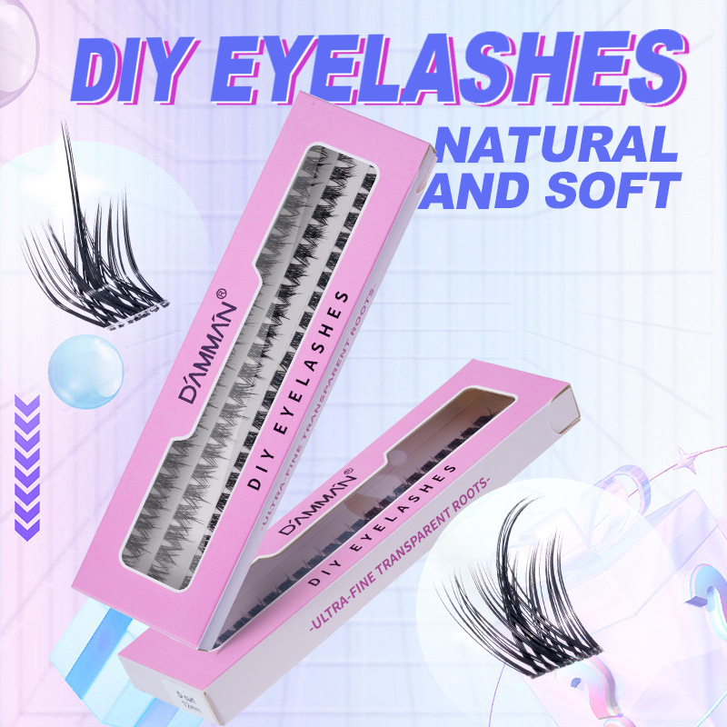 New manufacturers direct supply ribbon DIY segmented eyelashes cross-border hot transparent stem fishtail eyelashes natural comics