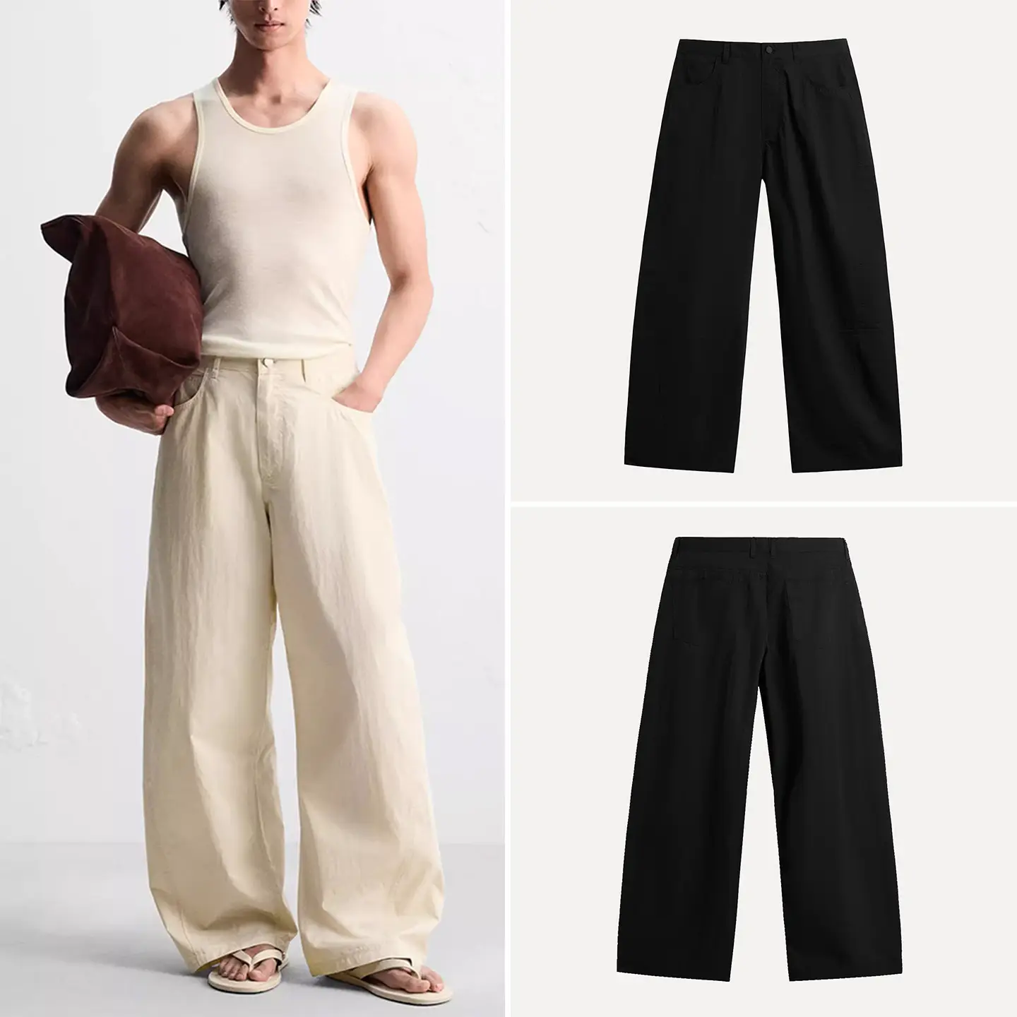 Cabinet 314! 2025 Summer Men's Versatile Simple Loose Curved Technology Fabric Casual Pants 8574340