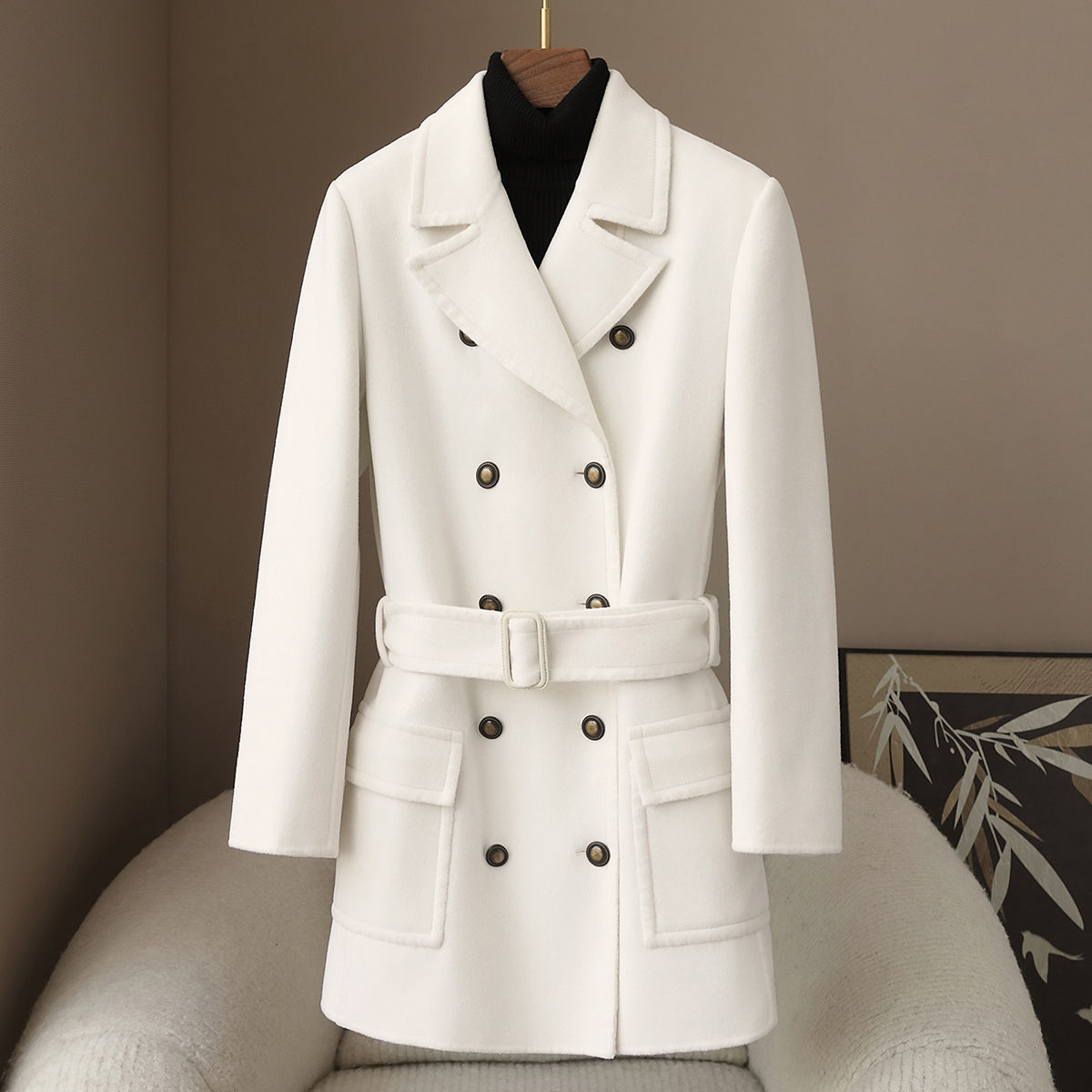 A small amount of clothing 30 cashmere 2025 spring new suit collar double-sided coat temperament long woolen coat