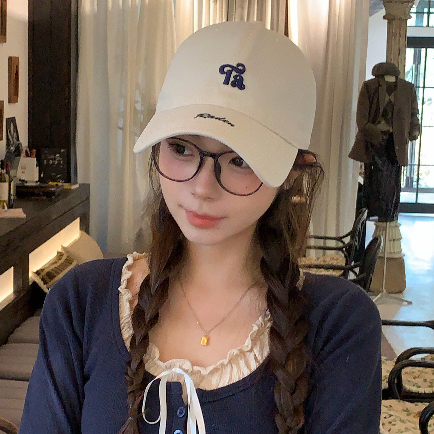 Korean-Style 3D Embroidered Baseball Cap for Women, 2026 Spring Large Head Circumference Versatile Sun Hat for Outdoor Sun Protection
