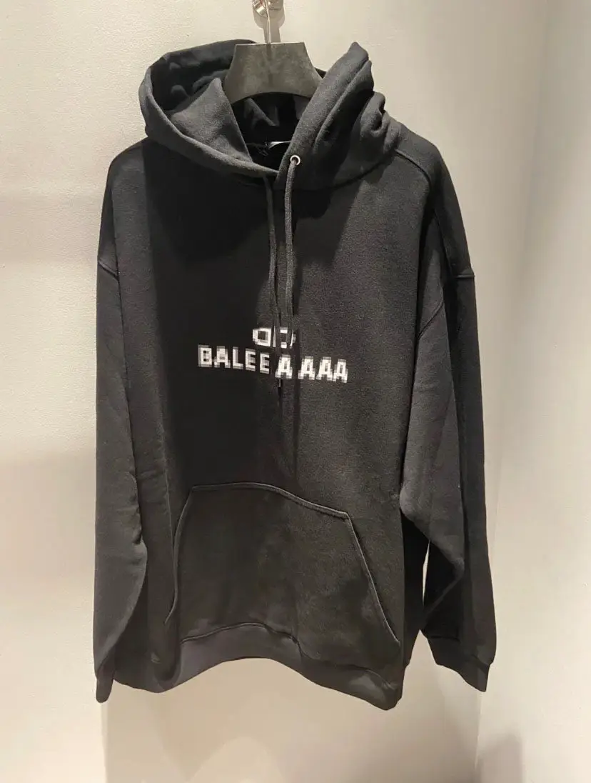 Top of the line version! Paris mosaic printed hooded sweatshirt for men and women in autumn and winter, loose cotton looped pullover hoodie, trendy