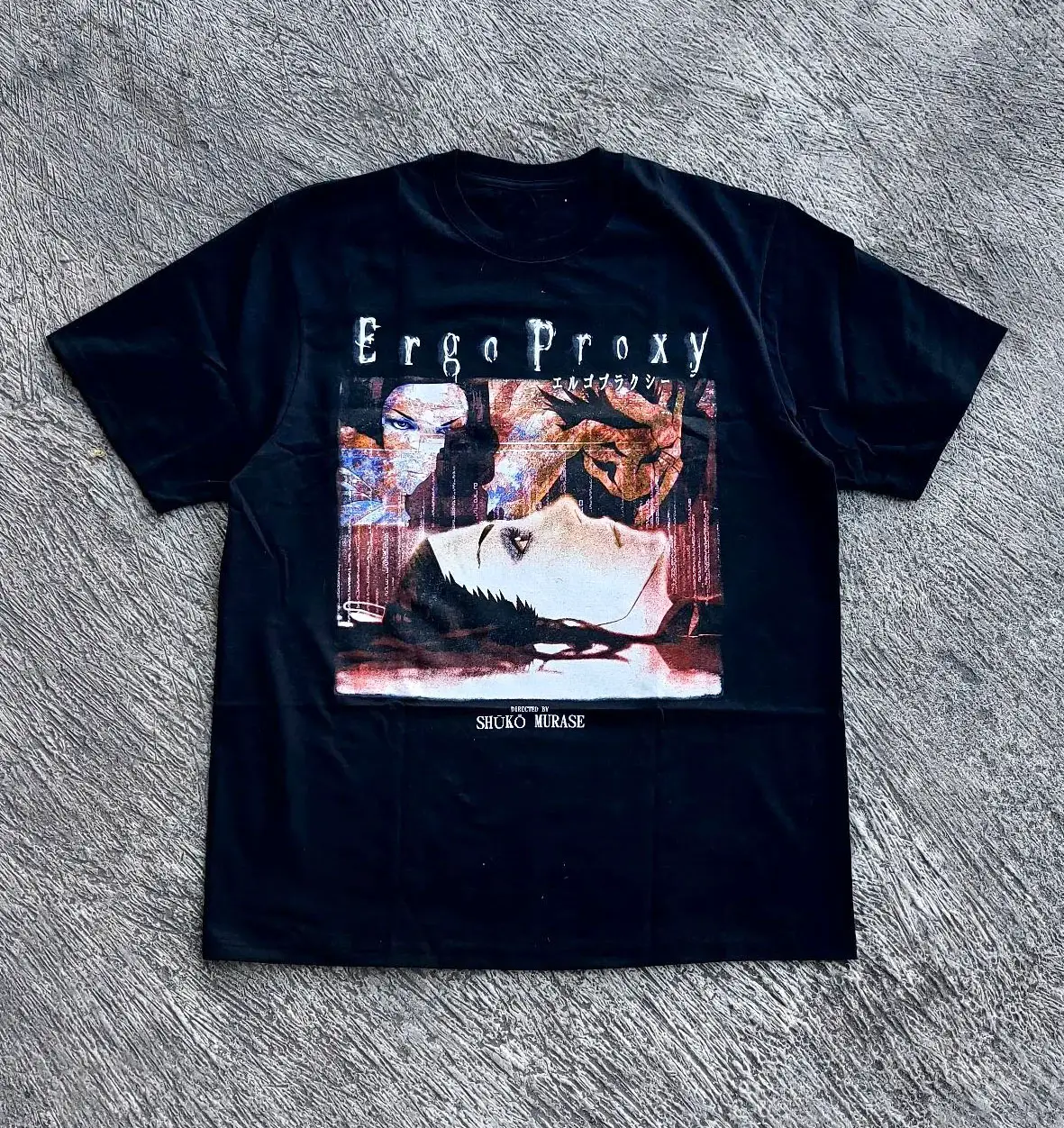 Ergo Proxy Anime Black Death Agent Two-Dimensional Anime Japanese Style Casual Short-Sleeved T-Shirt