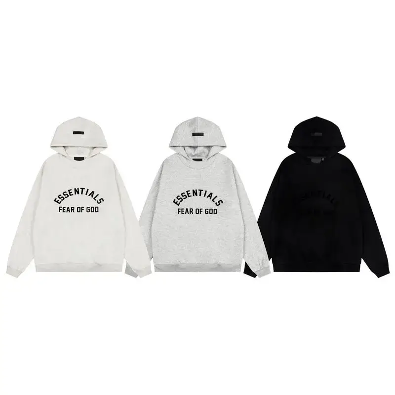 Fog Essentials American High Street Style Letter Print Loose Hooded Sweatshirt Casual Pants Set Trendy