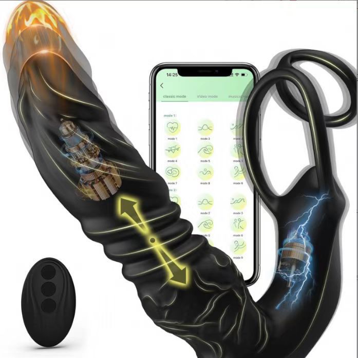 Amazon's New Popular Prostate Massager App + Remote Control Dual-Control Retractable Vibrating Anal Plug for Male Masturbation