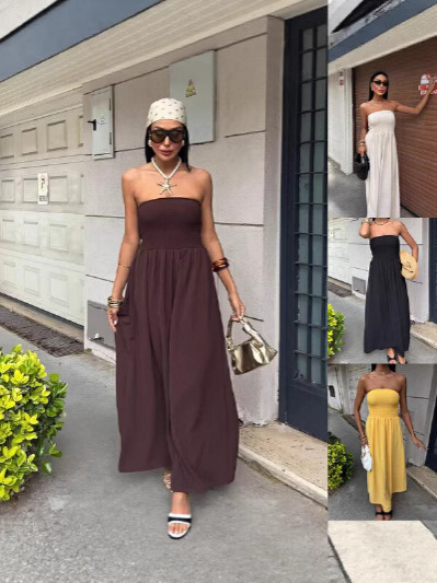 Tube Top Waist A-Hem Sexy Backless Dress for Women 2025 Spring and Summer New Sexy Style Long Skirt