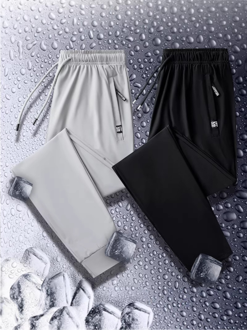 2026 Summer New High-Quality Nylon Ice Silk Long Pants Sports Trousers Casual Elastic Ice-Feel Long Pants Wholesale