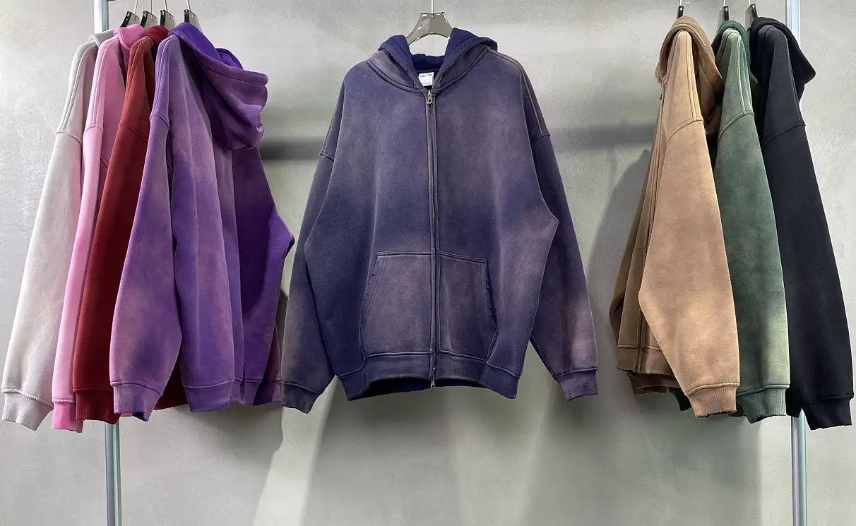 Oversize Heavy weight Washed Double Zipper Cardigan Sweatshirt Loose Fleece-lined Handsome American Men's and Women's Hooded Outwear Winter