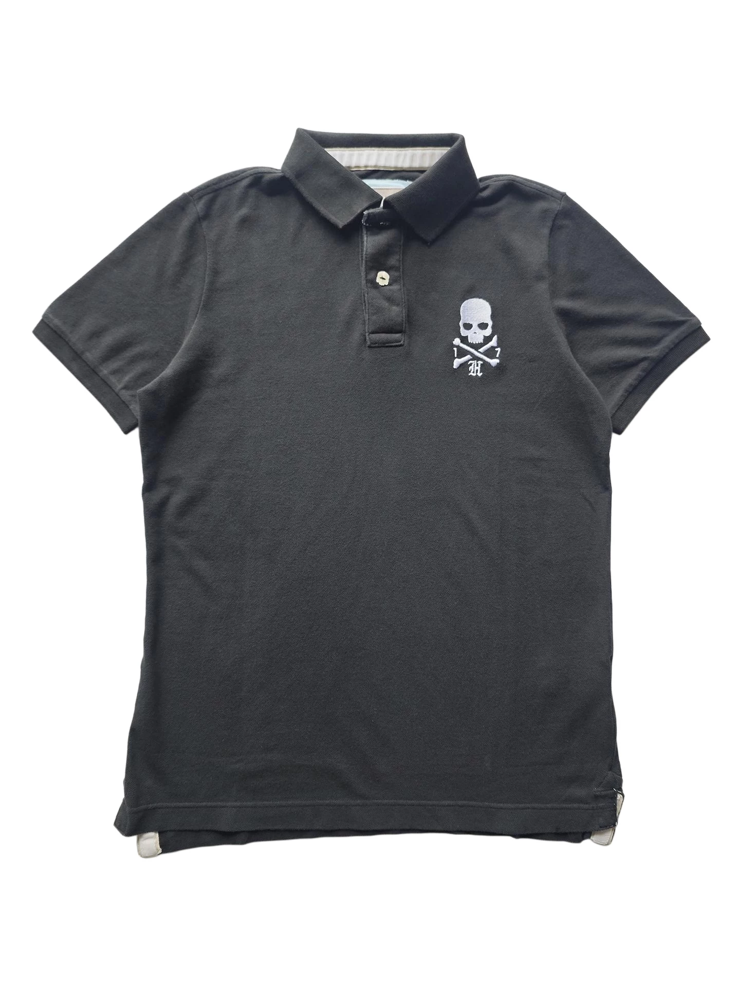 Hydrogen Men's Lapel Polo Shirt Short-Sleeved Pure Cotton Skull Embroidered Casual T-Shirt