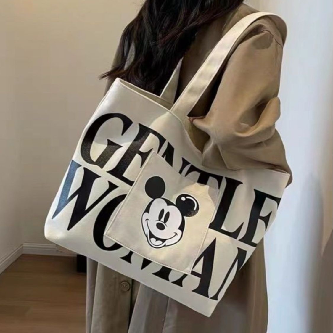 Student Canvas Bag Class Book-loading Niche Design Sense Shoulder Bag Women's Large Capacity Ins All-match Handbag