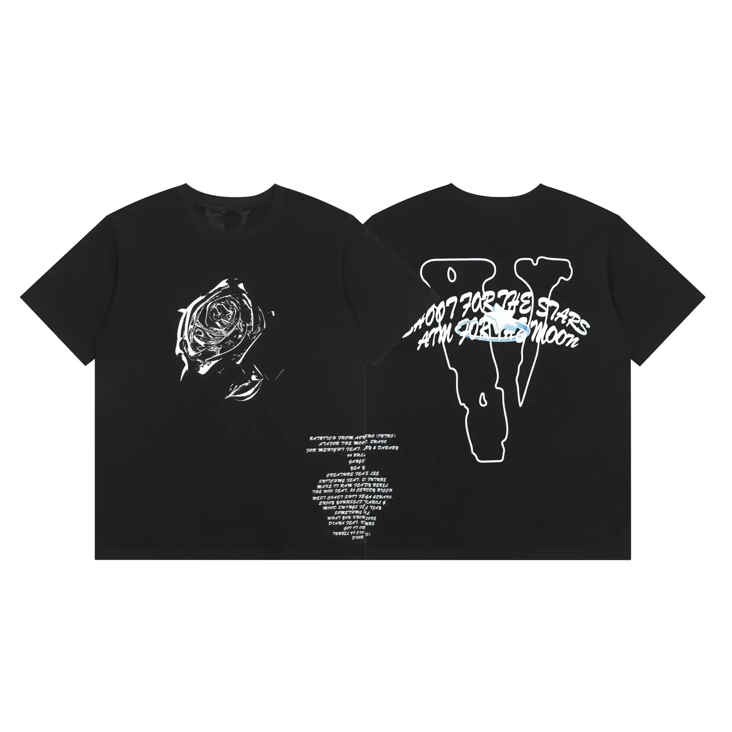 Spring and summer 2023 New V @ ONE rose Letter pattern crew neck pullover short sleeve men and women with a batch