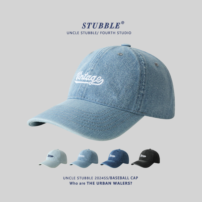 Korean Style New Denim Baseball Cap for Men and Women, All-Season Retro Washed Soft-Top Sunshade Cap, Casual and Versatile